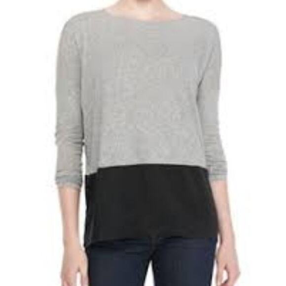 ALICE + OLIVIA STACEY BENDET AIR GREY BLACK LONG SLEEVE TOP SMALL - Picture 1 of 6